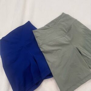 Yogalicious Olive Green & Blue Crossover Shorts